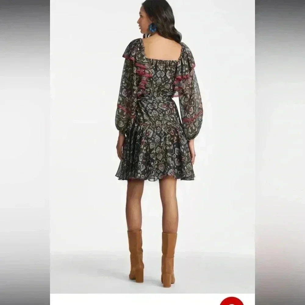 NWT SACHIN & BABIN Oliver ruffle floral square neck tie belt sun Anthropologie - Picture 3 of 13